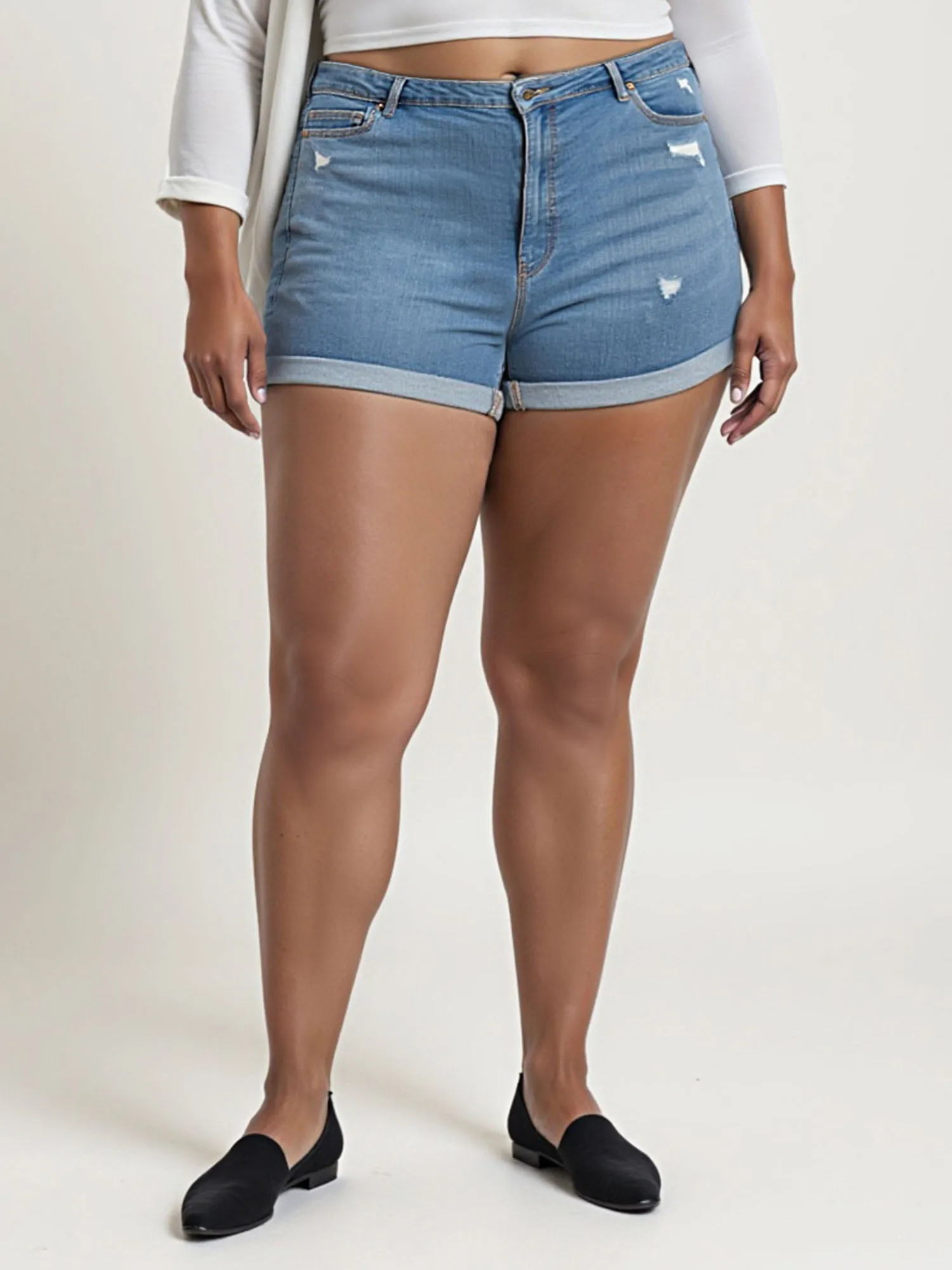 Plus Midrise Essential 7-inch Boyfriend Denim Short