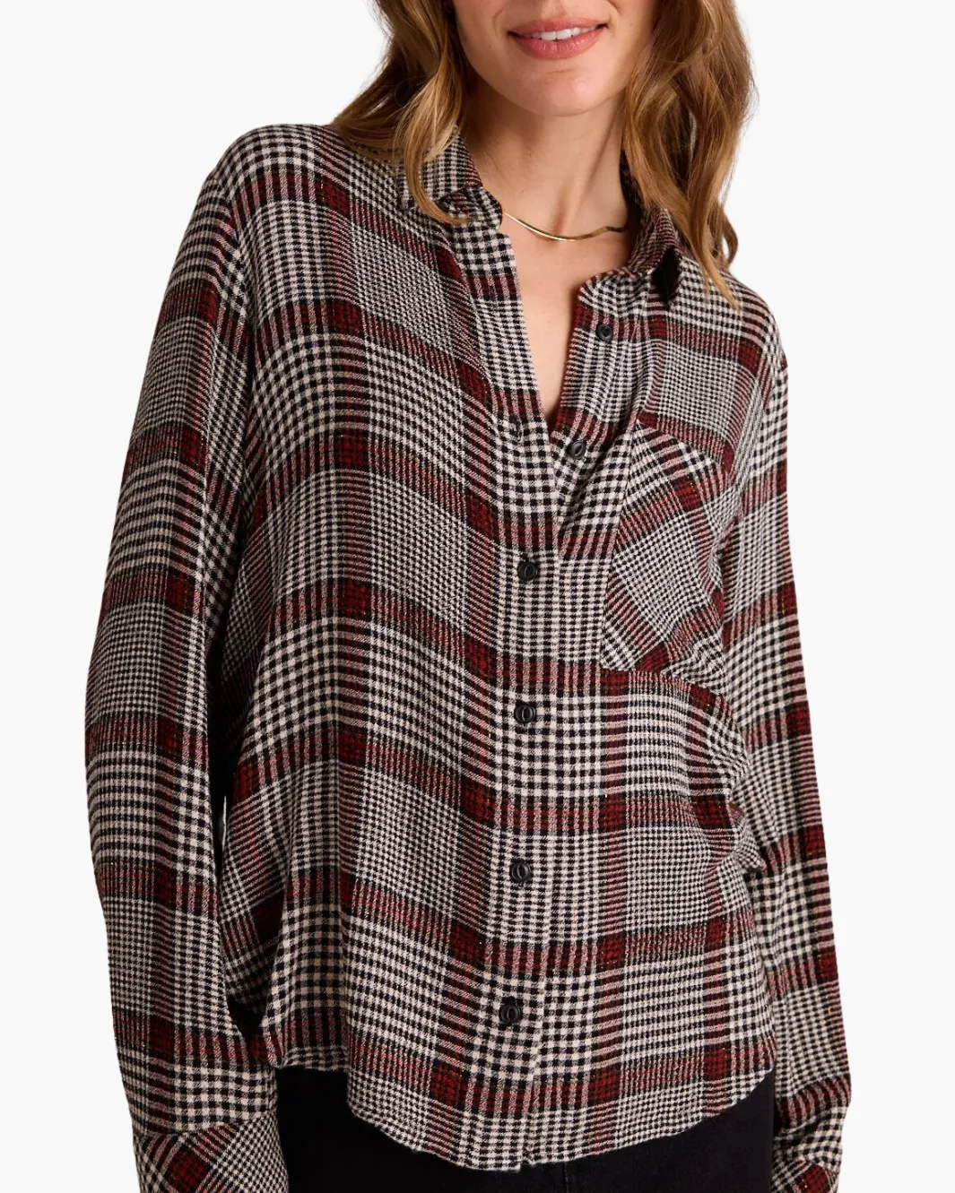 POCKET SHIRT TAIL BUTTON DOWN IN WINTER GLEN PLAID