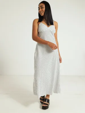 Polka  Sleeveless Slip Dress - Black/White