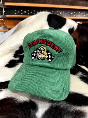 "Faster,Baby"Corduroy Snap Back Cap in Green