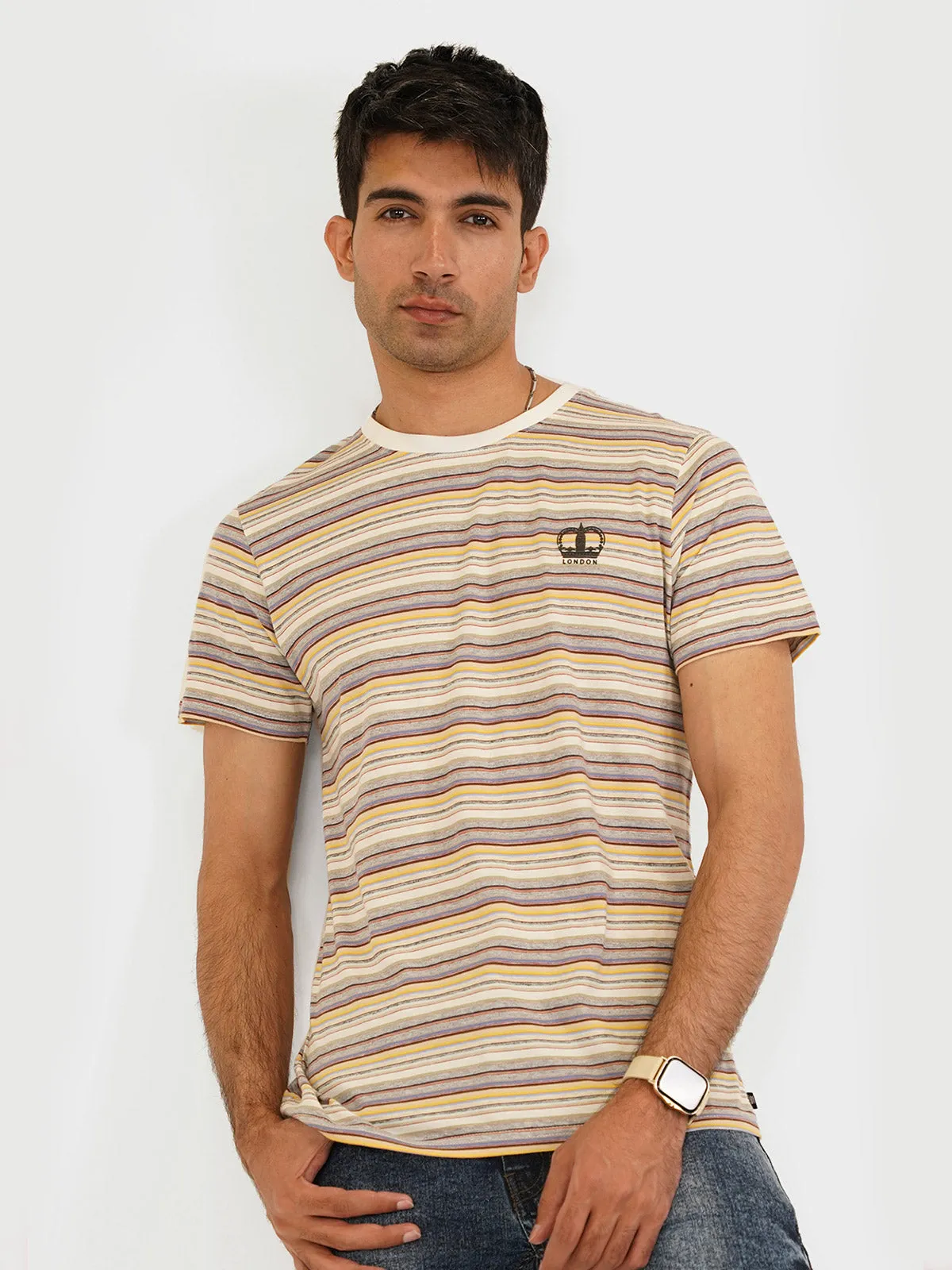 "NEVIO" Crew Neck Slim Fit T-Shirt