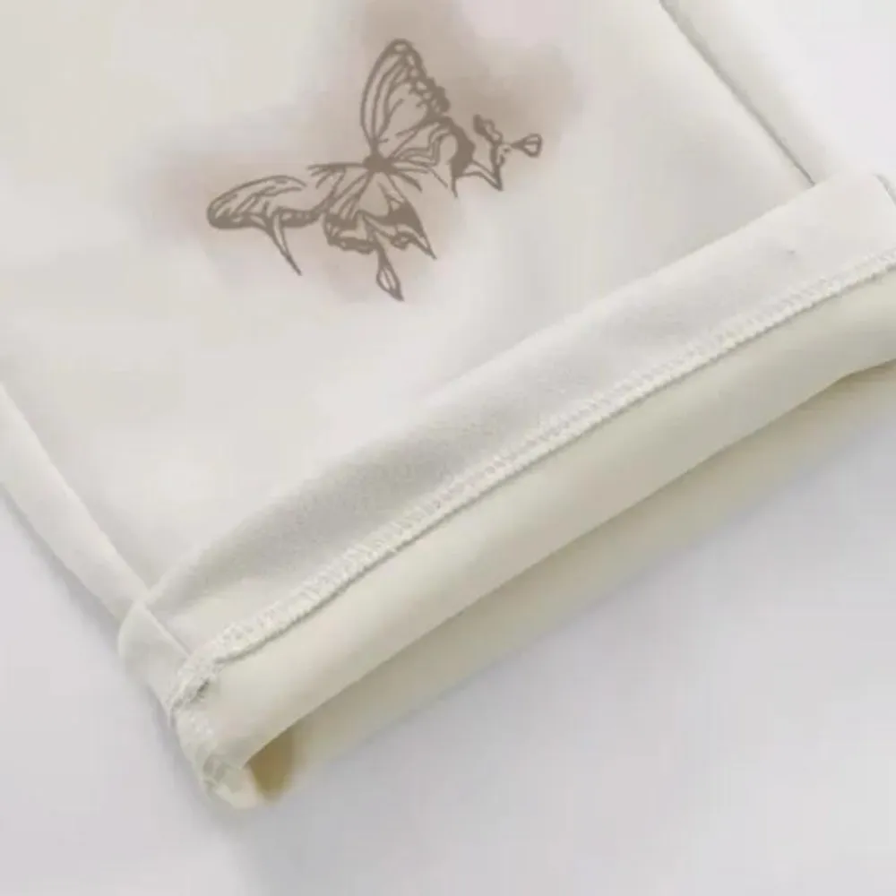 "Retro Butterfly Print Versatile" Sweatpants