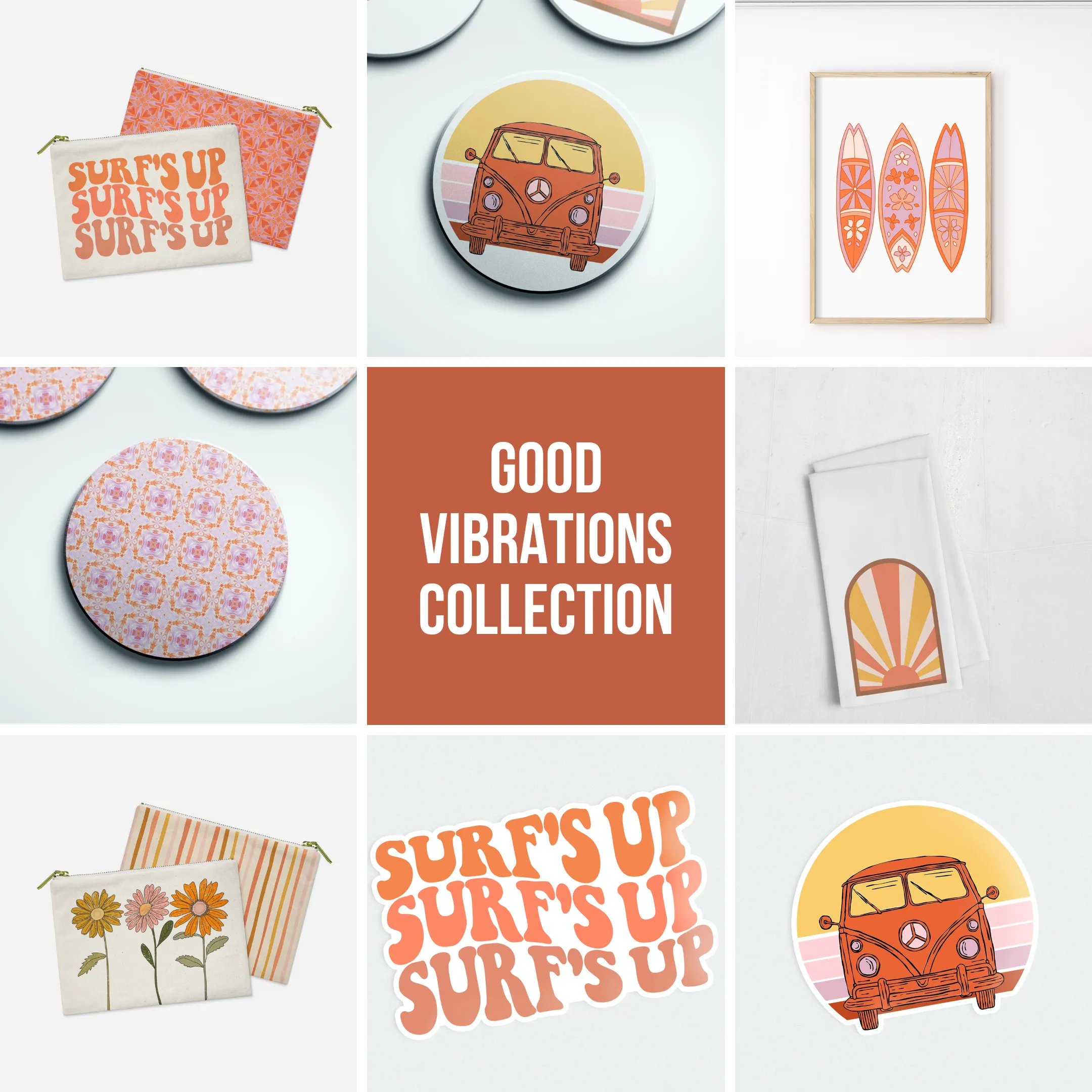 "Surf's Up" Stone Coasters - Set of 2 or 4 | Good Vibrations Collection