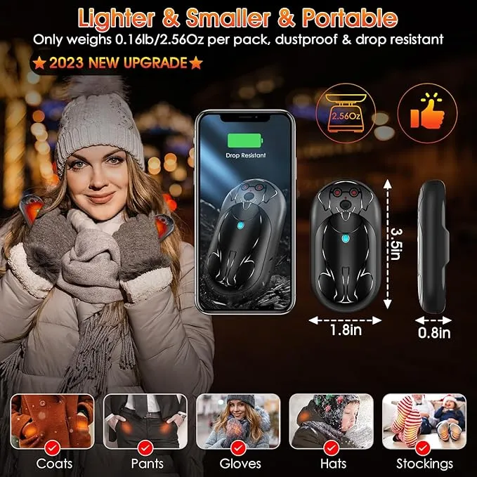 Rechargeable Hand Warmers 6000mAh Portable: Aleath Warm Gifts for Outdoor Hunting Camping - 2 Pack Electric Hot Handwarmers for Women Men