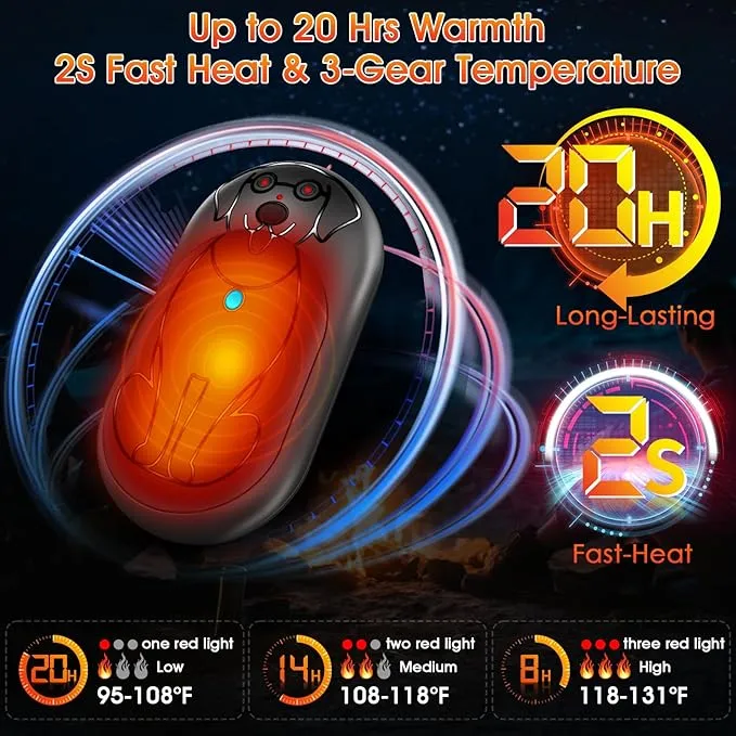 Rechargeable Hand Warmers 6000mAh Portable: Aleath Warm Gifts for Outdoor Hunting Camping - 2 Pack Electric Hot Handwarmers for Women Men