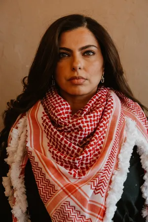 Red and White Malaki (Royal) with Tassels Kuffiyeh