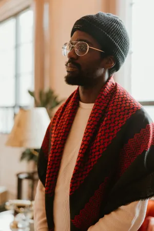 Red on Black Kuffiyeh Scarf