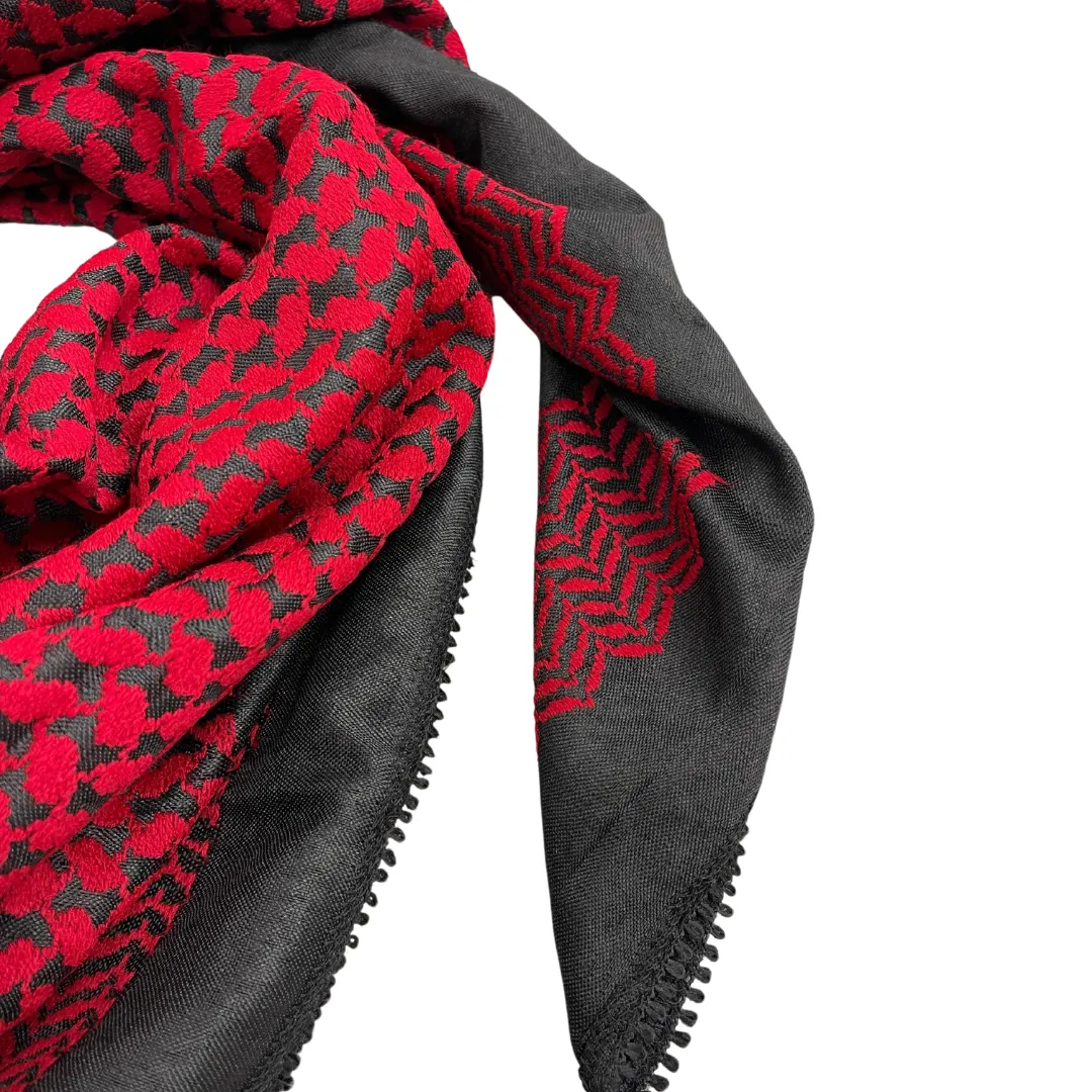 Red on Black Kuffiyeh Scarf