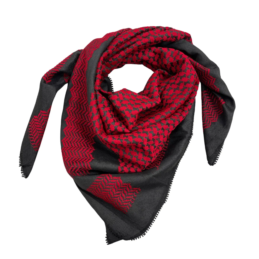 Red on Black Kuffiyeh Scarf