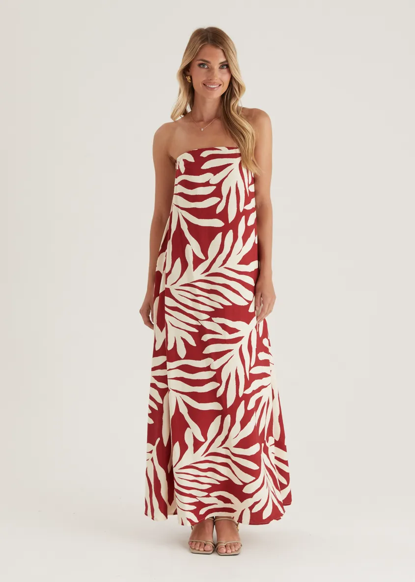 Remora Strapless Maxi Dress - Ruby Leaf