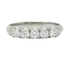 Retro 0.50 CTW Diamond 14 Karat White Gold Anniversary Stackable Band Ring