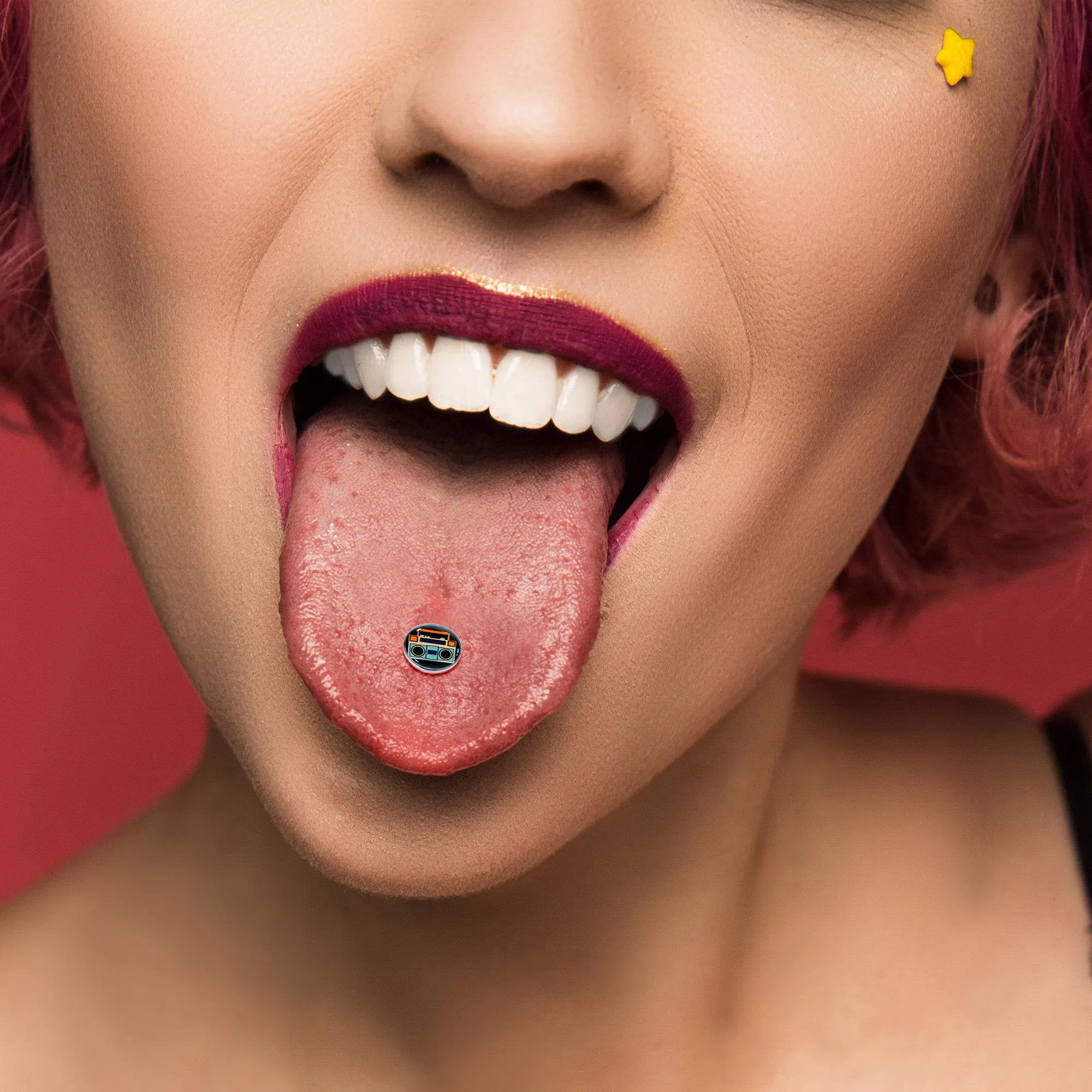 Retro Boombox Barbell Tongue Ring