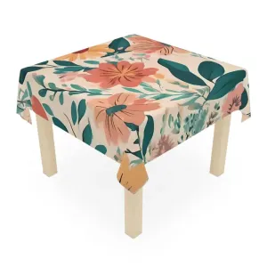 Retro Colored Large Floral Tablecloth for Groovy Feasts