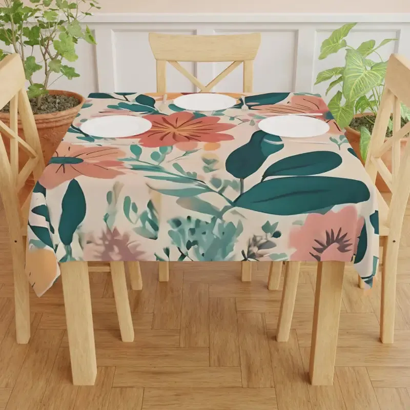 Retro Colored Large Floral Tablecloth for Groovy Feasts