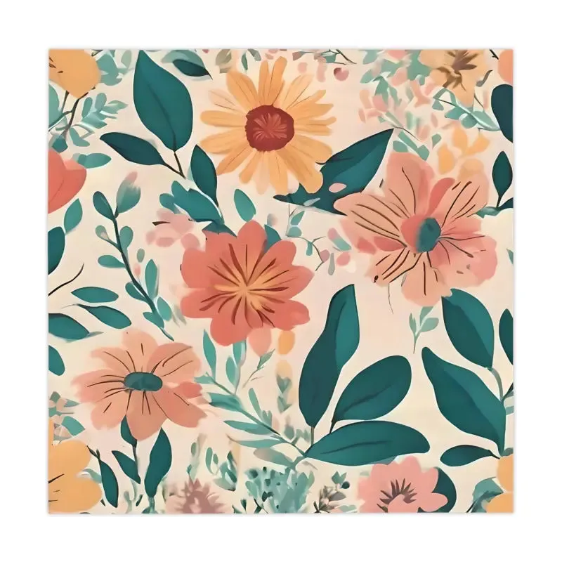 Retro Colored Large Floral Tablecloth for Groovy Feasts
