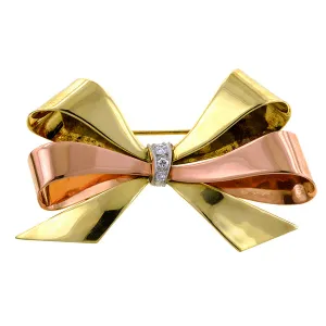 Retro Diamond Bow Pin