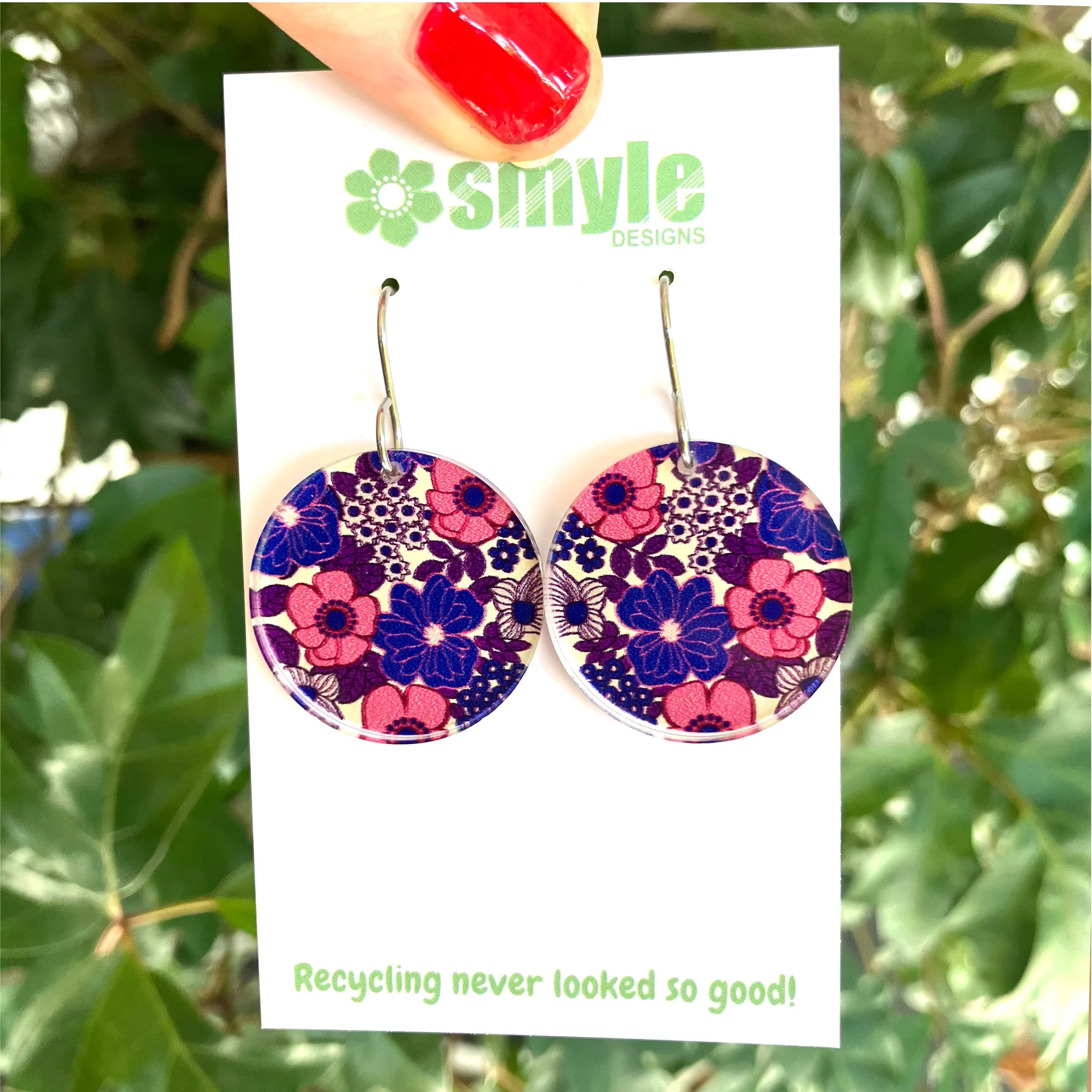 Retro Floral Purple Earrings