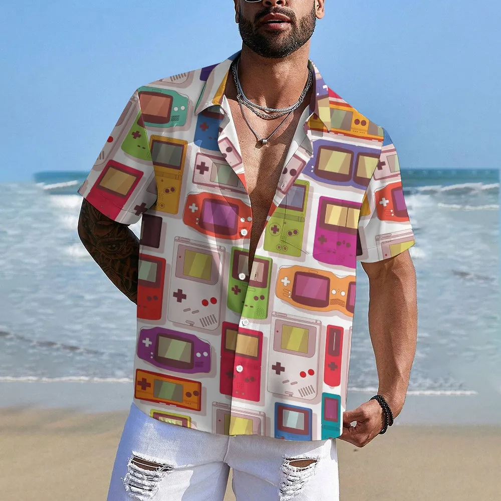 Retro Game Console Casual Short Sleeve Shirt 2403000183
