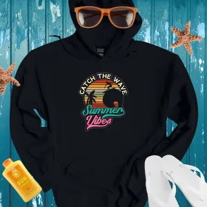 Retro Summer Surf Hoodie With Palm Tree Design