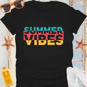 Retro Summer Vibes Tshirt In Teal And Yellow Graphics