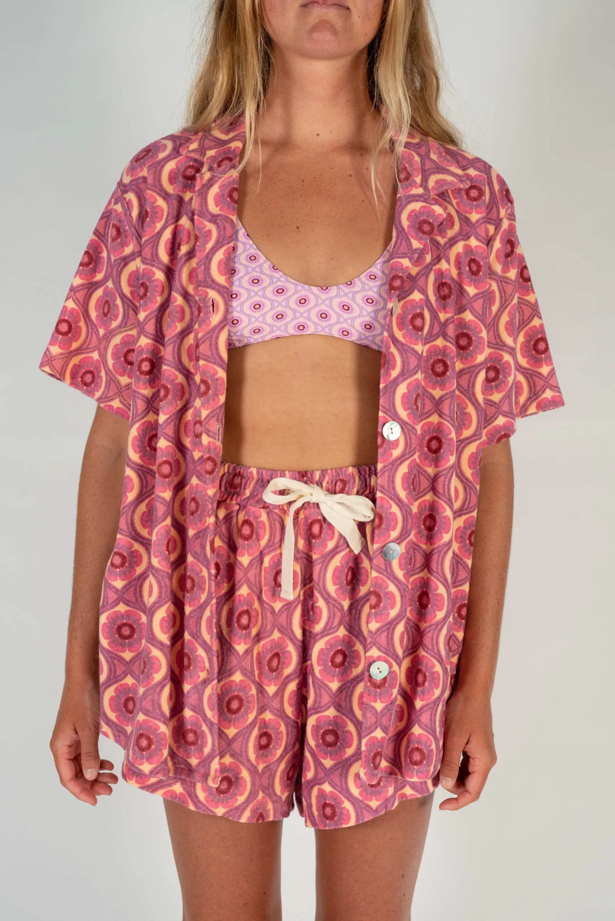 Retro Towelling Short - Surf Print