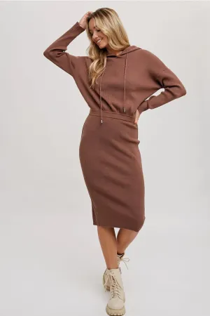 Ribbed Sweater Hoodie Dress