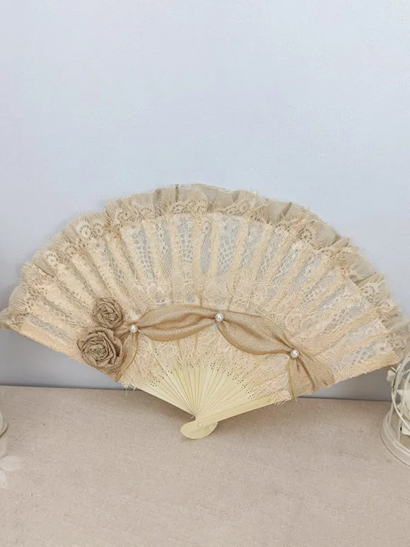 ROCOCO Style Lolita Accessories Champagne Lace Flowers Pearls Accessory Miscellaneous