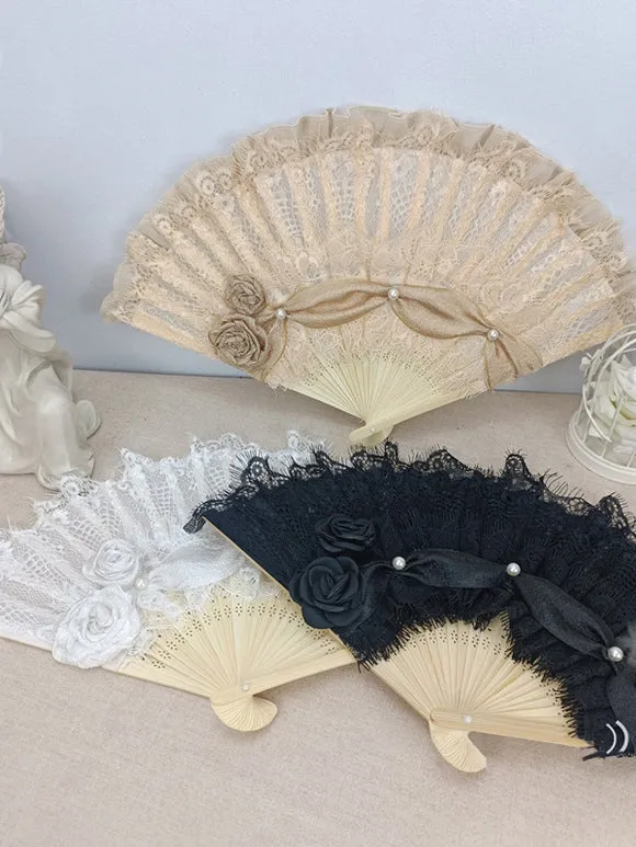 ROCOCO Style Lolita Accessories Champagne Lace Flowers Pearls Accessory Miscellaneous