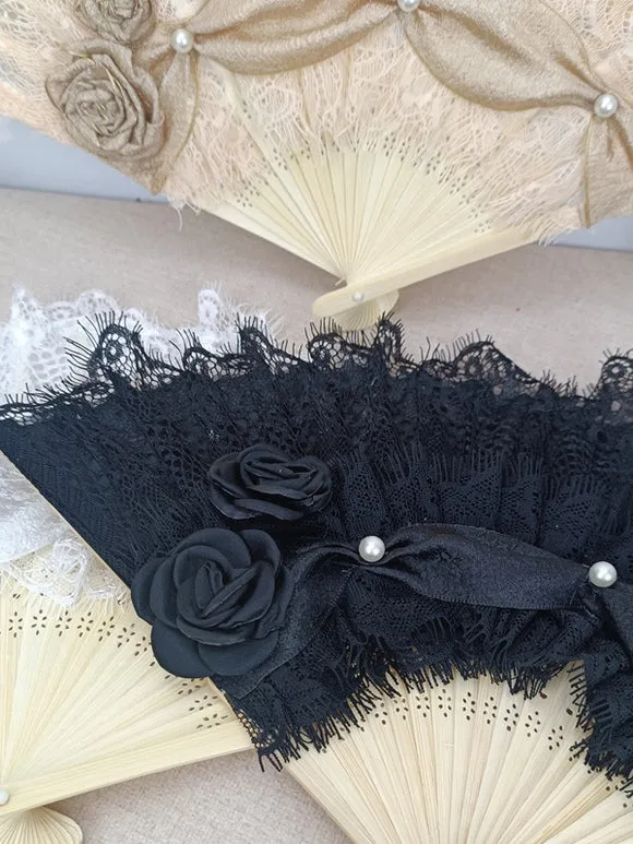 ROCOCO Style Lolita Accessories Champagne Lace Flowers Pearls Accessory Miscellaneous