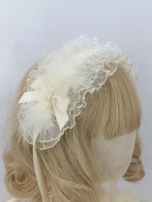 ROCOCO Style Lolita Accessories Ecru White Bows Polyester Fiber Headwear Miscellaneous