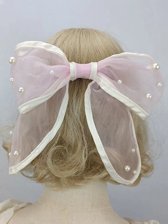 ROCOCO Style Lolita Accessories Ecru White Pearls Headwear Bow Miscellaneous