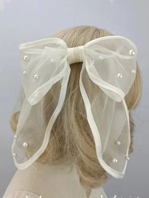 ROCOCO Style Lolita Accessories Ecru White Pearls Headwear Bow Miscellaneous