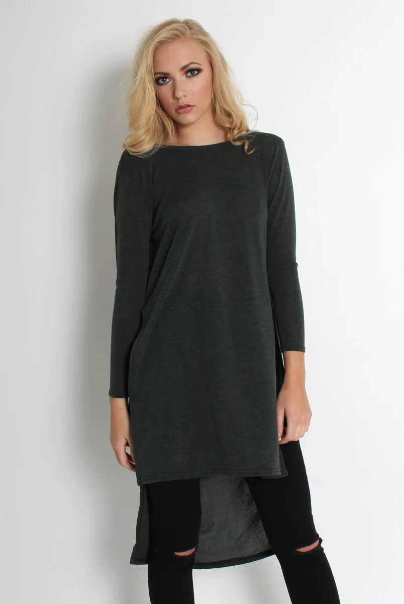 Rose Khaki Drooped Back Jumper