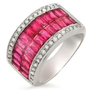 Ruby and Diamond Ring, 18K White Gold