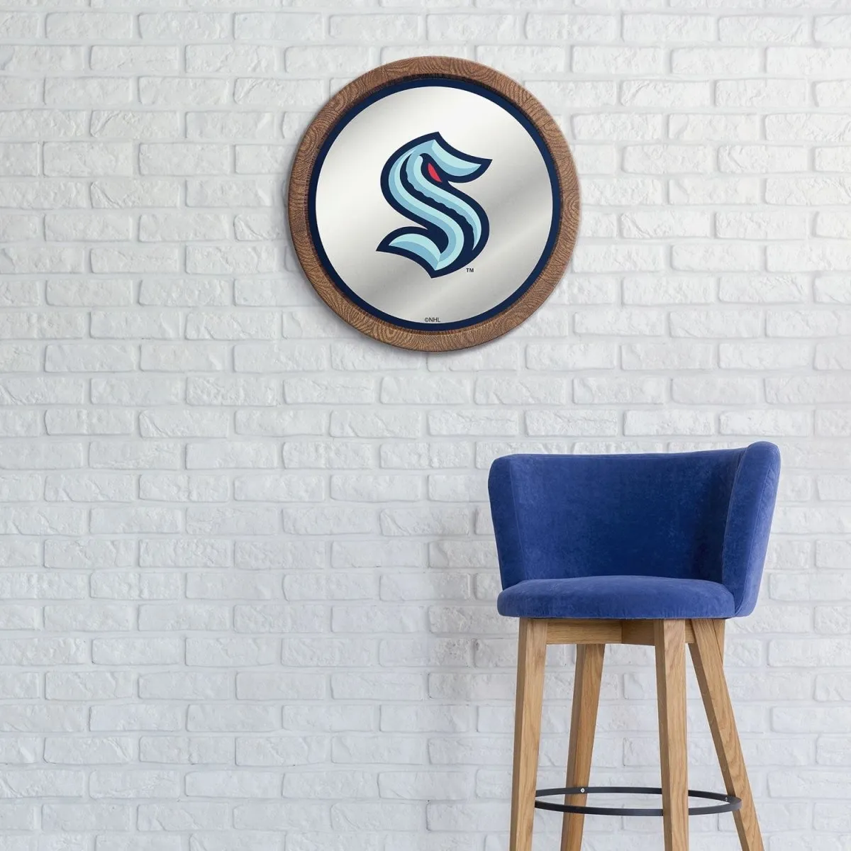 Seattle Kraken: Mirrored Barrel Top Wall Sign