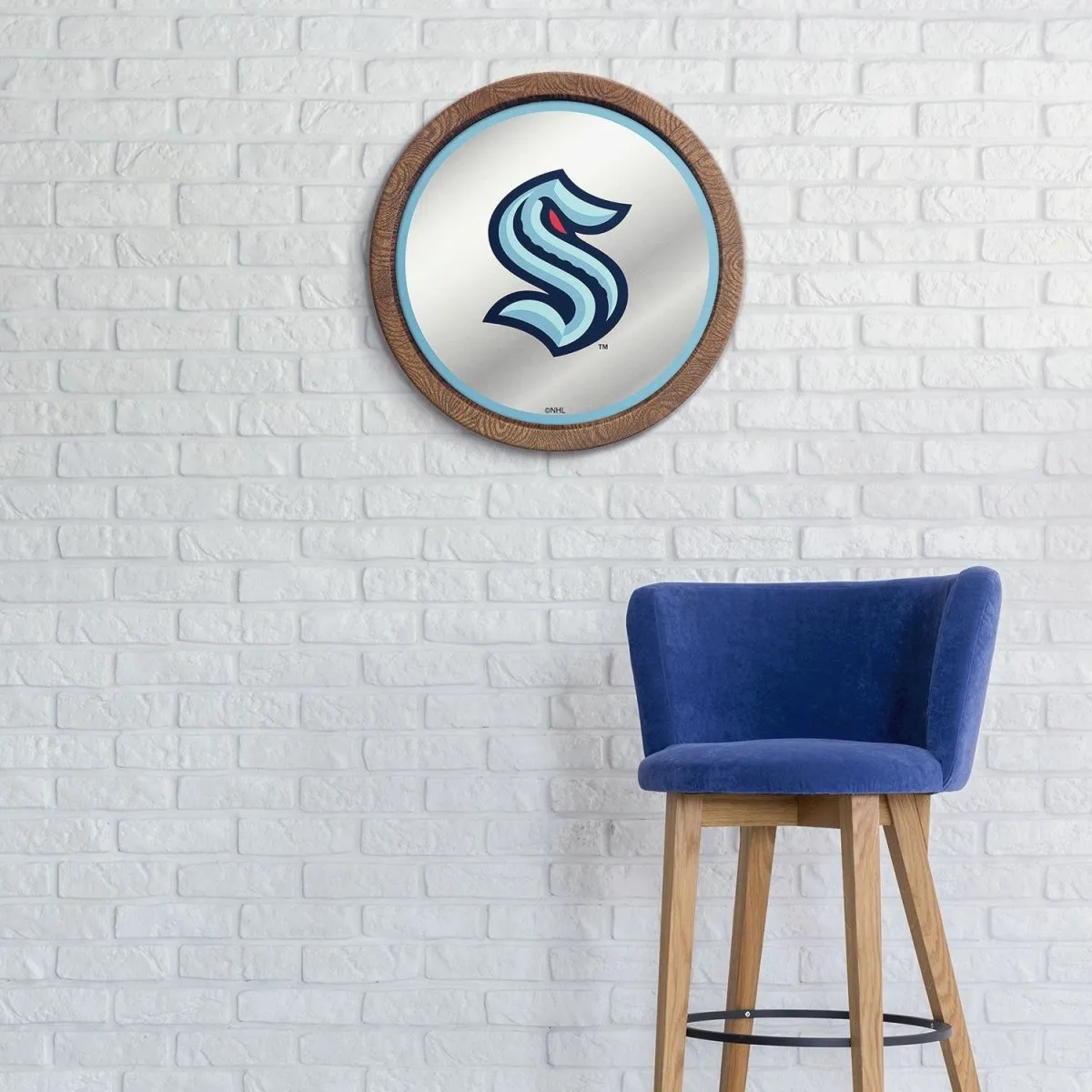 Seattle Kraken: Mirrored Barrel Top Wall Sign