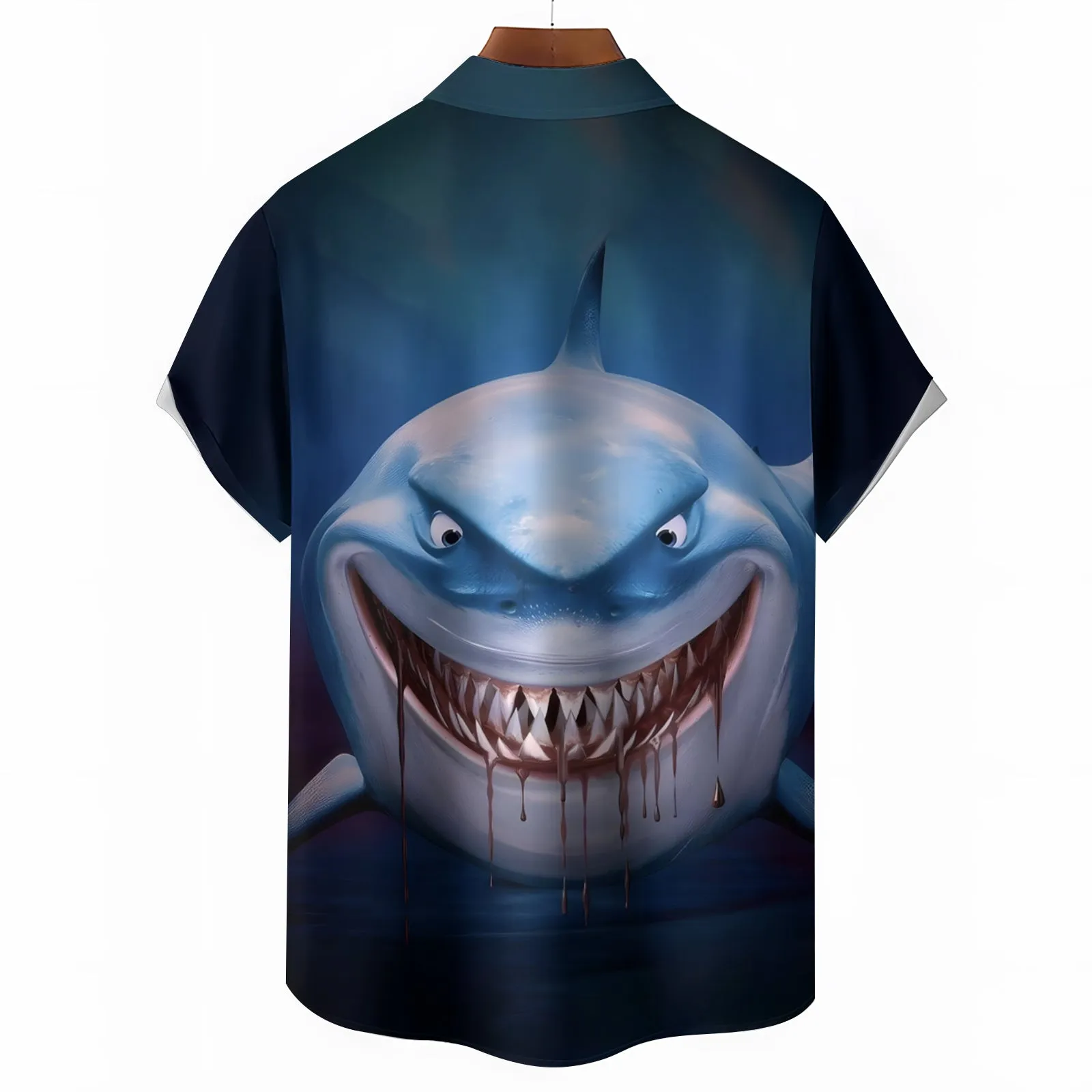 Shark Cartoon Casual Short Sleeve Shirt 2404001702