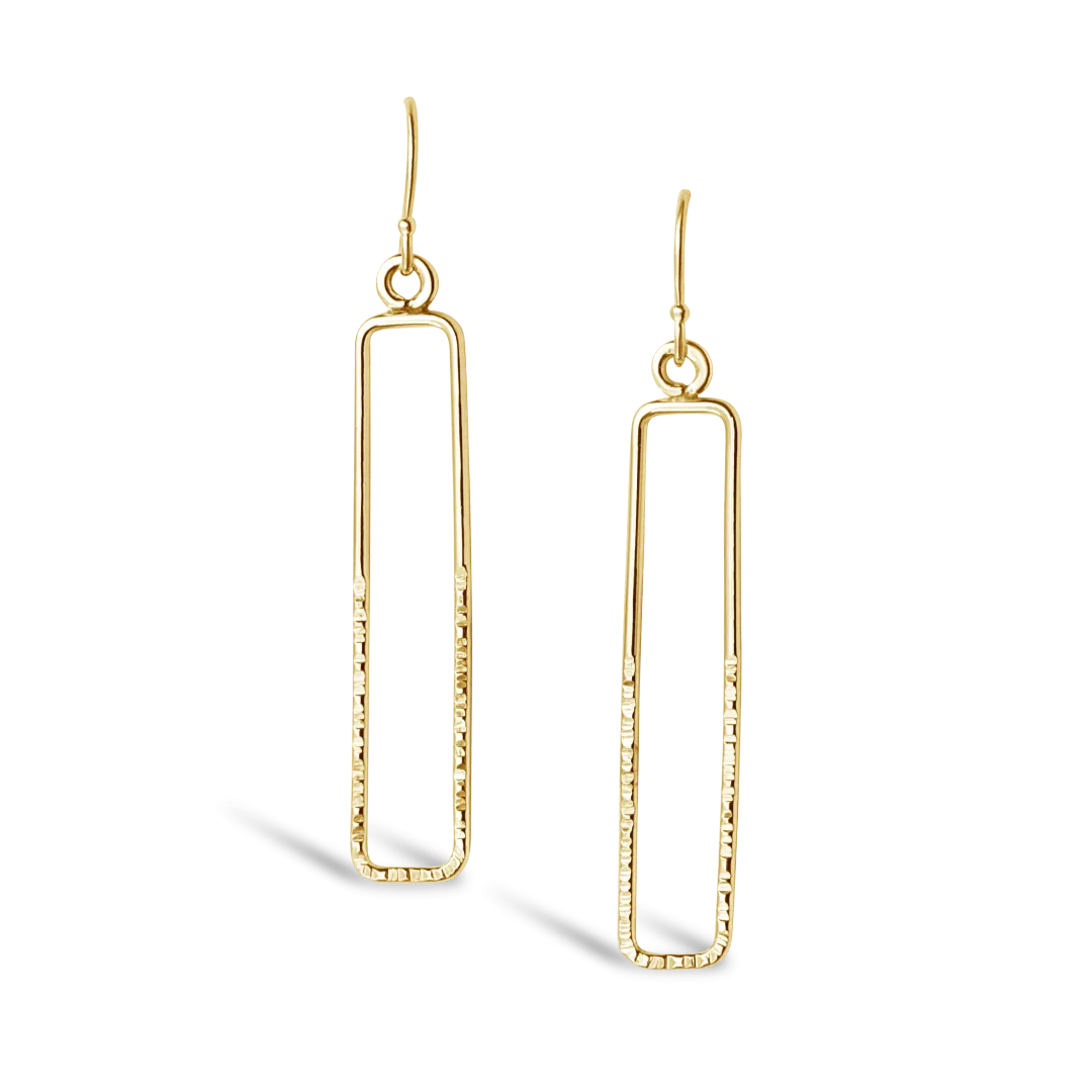Silver Rectangle Dangle Earrings