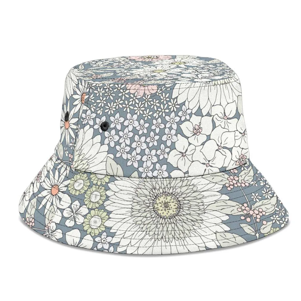 Snowy Field Of Flowers Unisex Bucket Hat