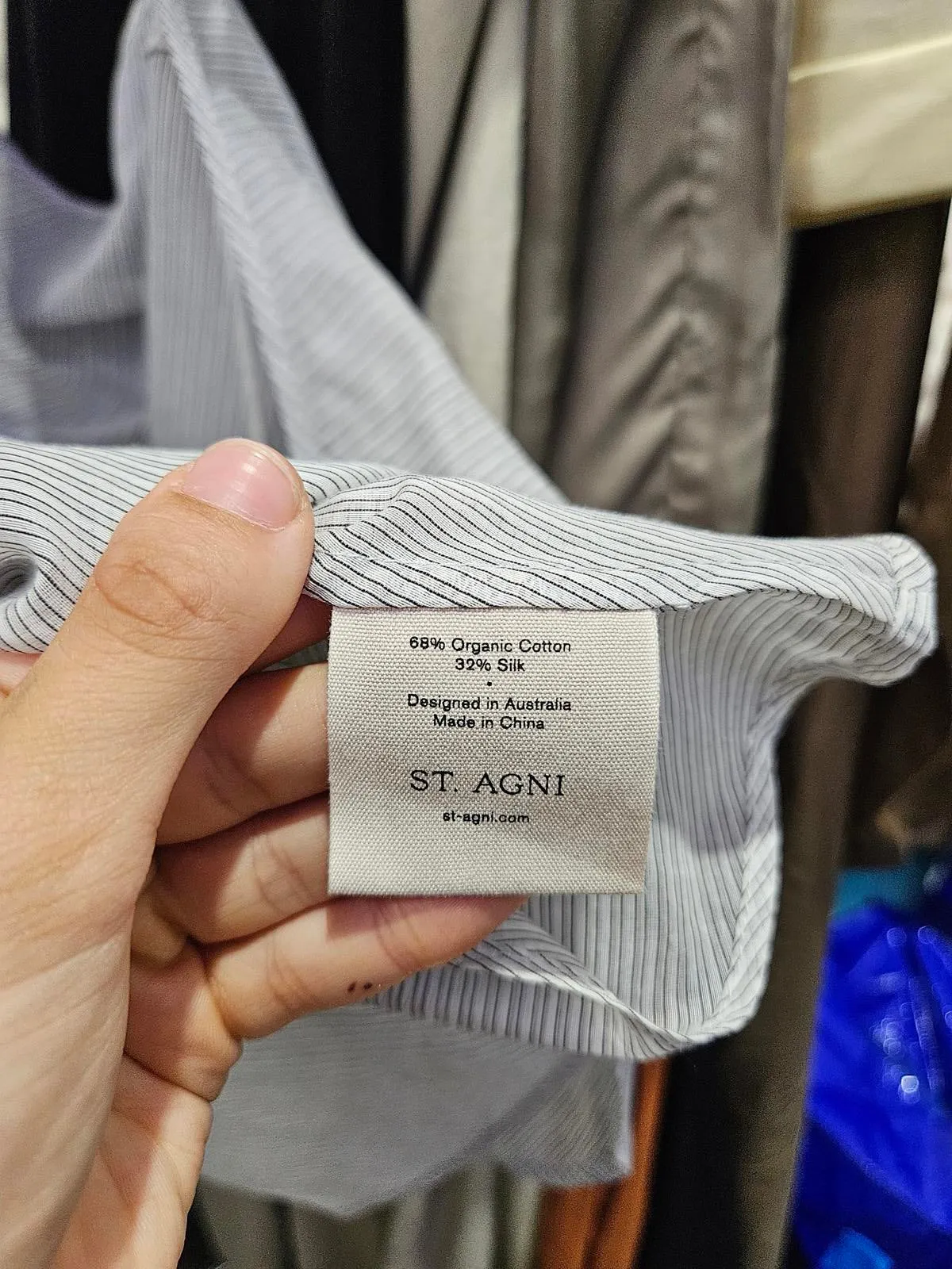ST. AGNI Asymmetric One Shoulder Top - Sheer Stripe