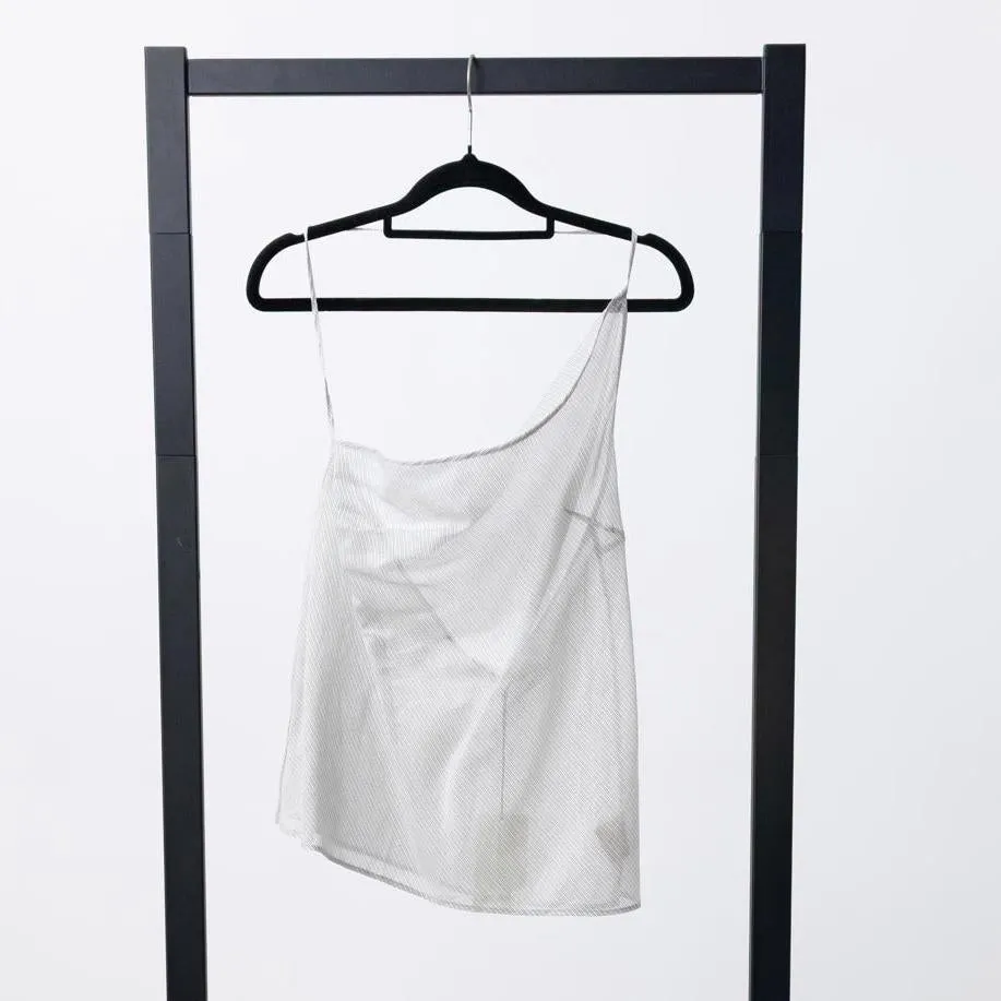 ST. AGNI Asymmetric One Shoulder Top - Sheer Stripe