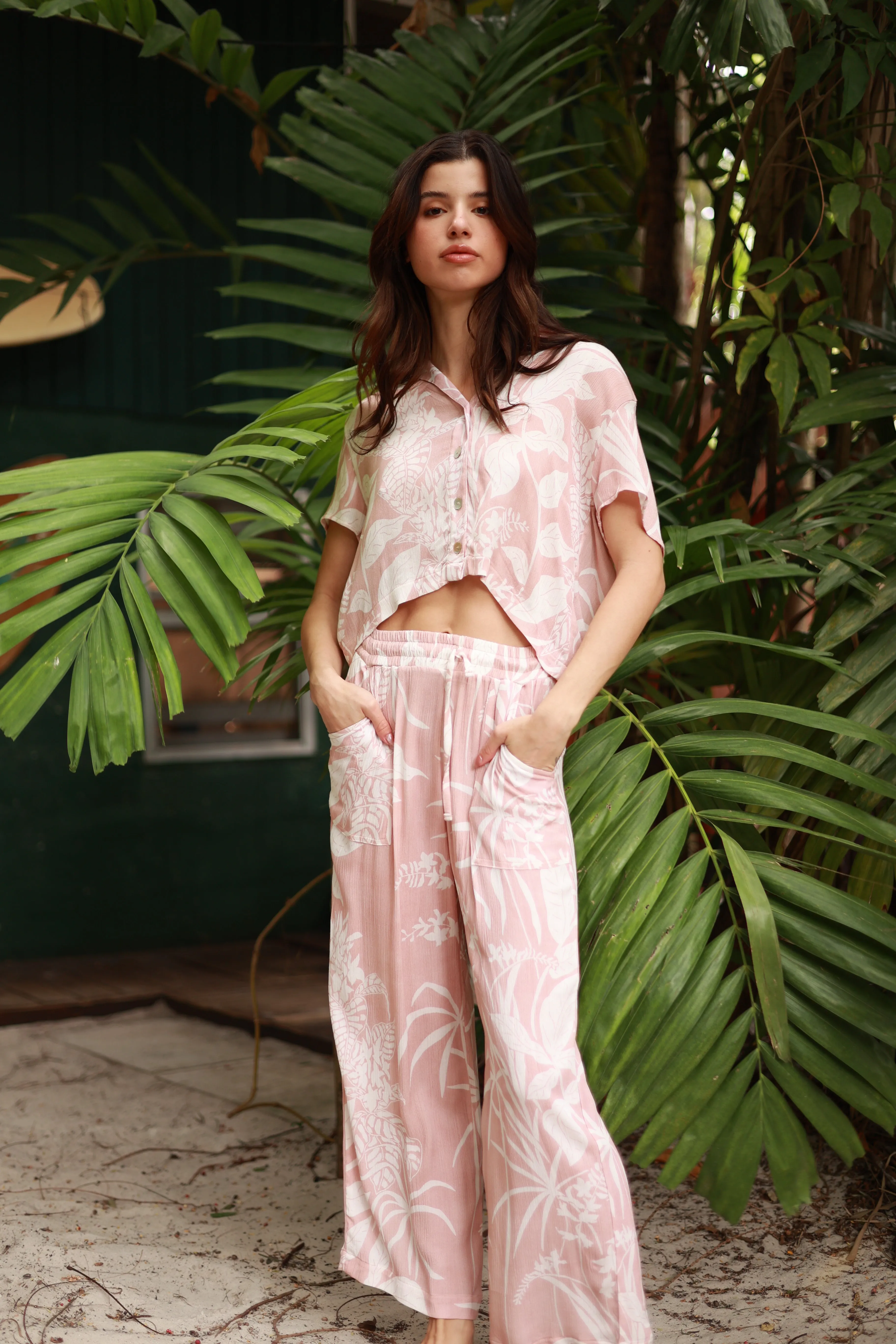ST. BARTH ROSE UBER PRINT WIDE LEG PANT