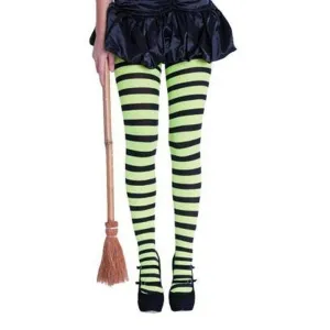 Stripy Tights - Green/Black -Adults
