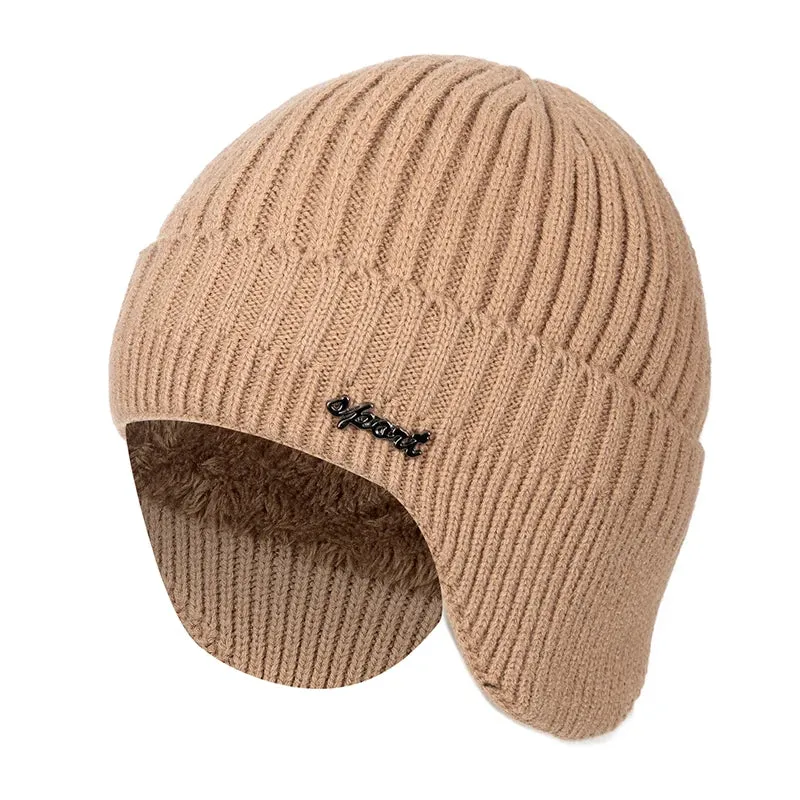 Stylish Ear Protection Winter Beanie Hat - Classic Knit Earflap Hat for Men and Women