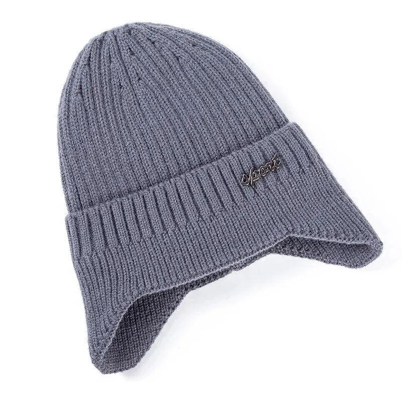 Stylish Ear Protection Winter Beanie Hat - Classic Knit Earflap Hat for Men and Women