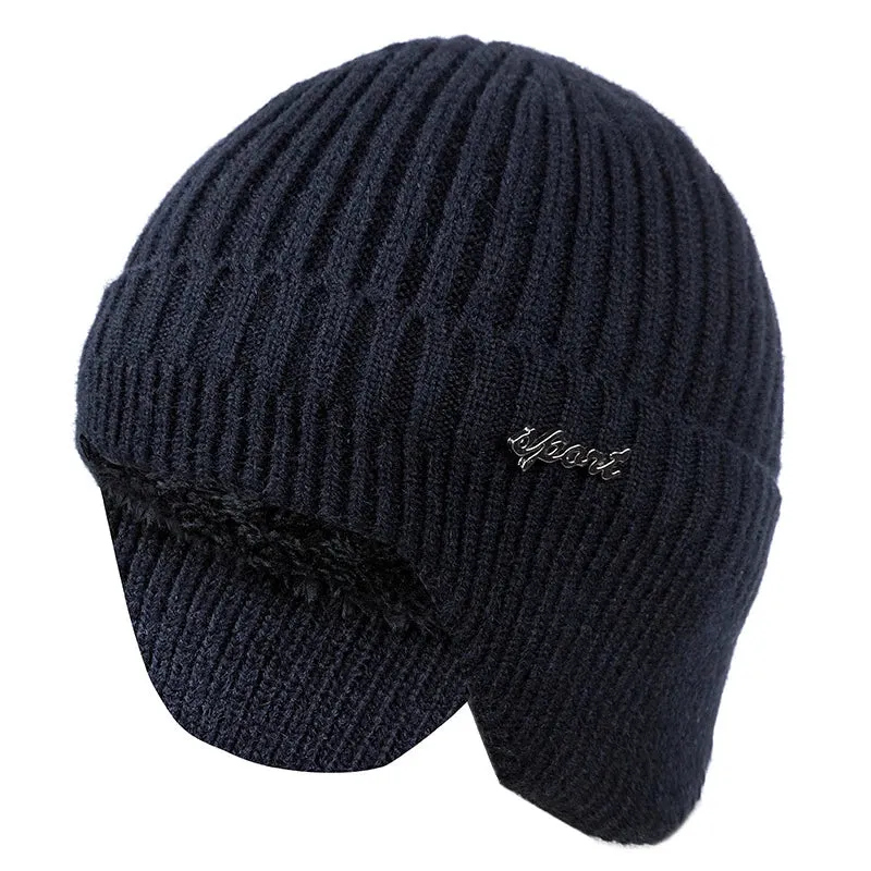 Stylish Ear Protection Winter Beanie Hat - Classic Knit Earflap Hat for Men and Women