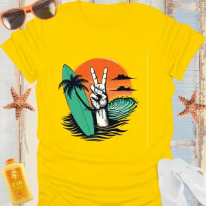 Surf Peace T-Shirt Retro Beach Wave Adventure Tee