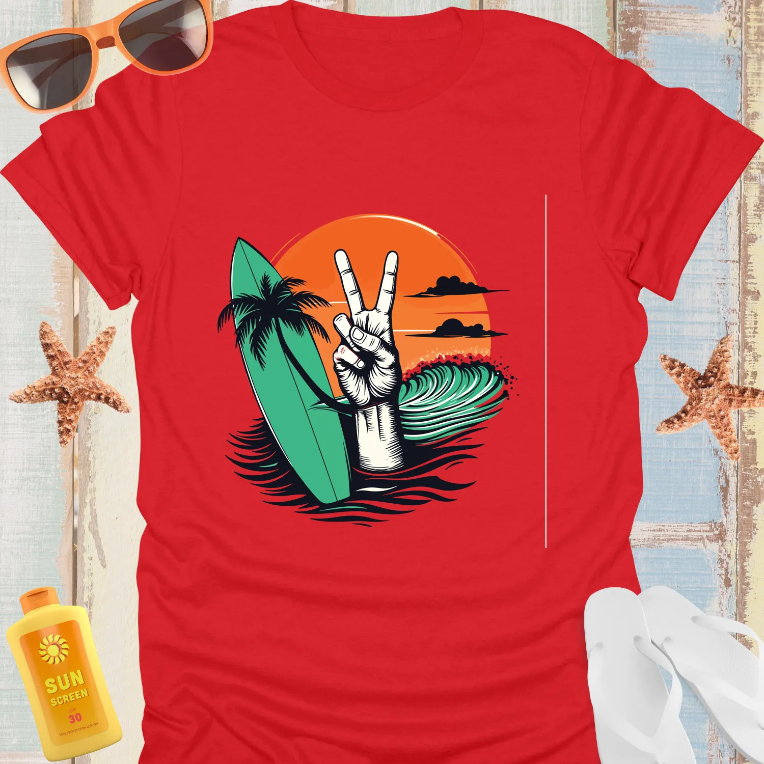 Surf Peace T-Shirt Retro Beach Wave Adventure Tee