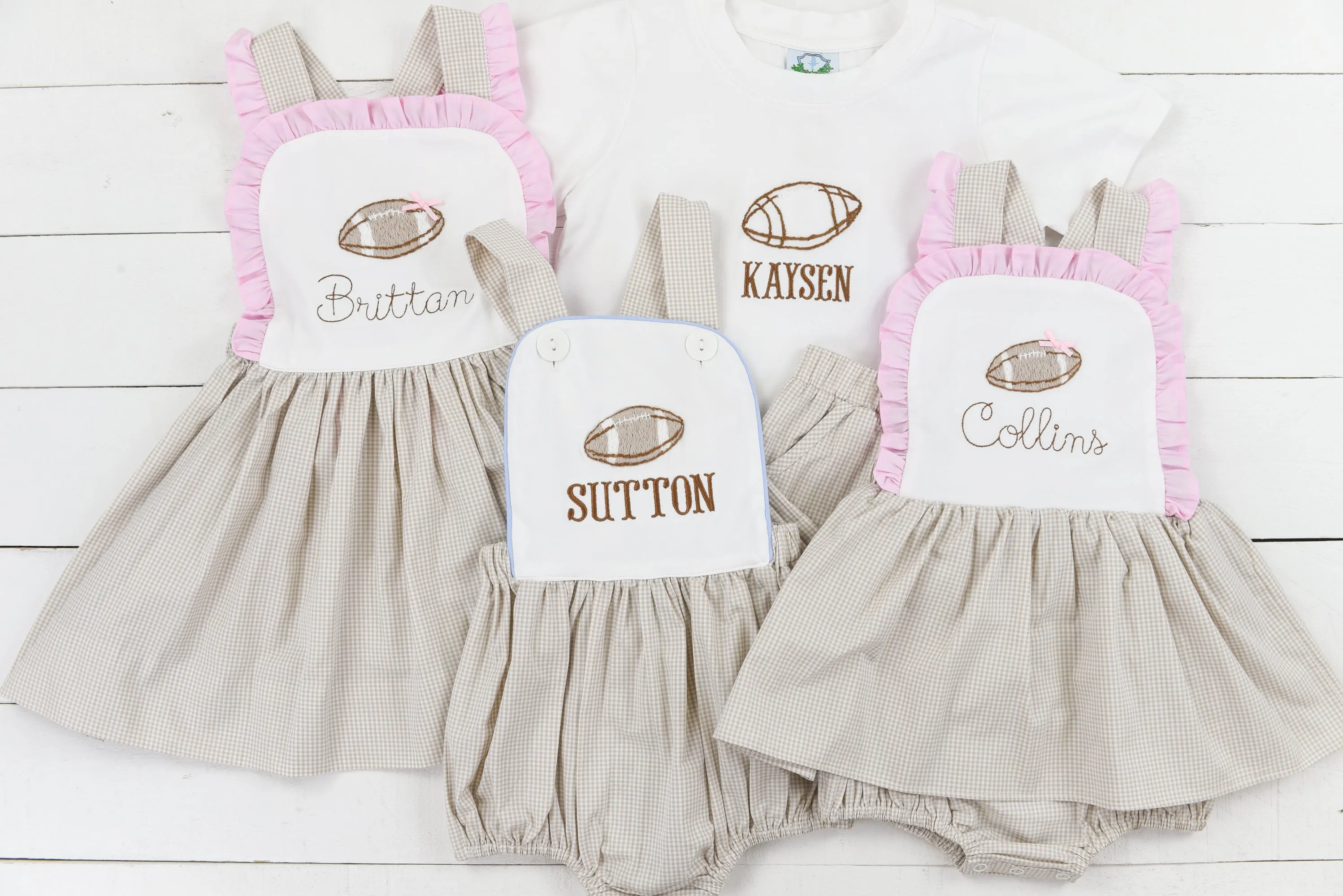 Tan Gingham Boys Short Set