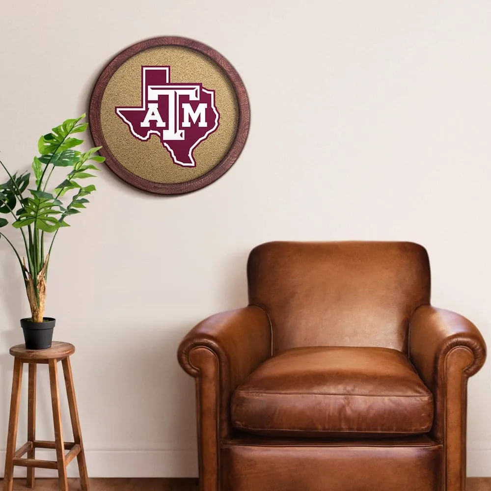 Texas A&M Aggies: Texas - "Faux" Barrel Framed Cork Board